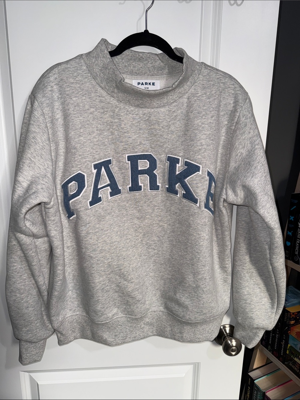 Parke Light Gray Crewneck Sweatshirt with Blue Arch Logo - Picture 3 of 7